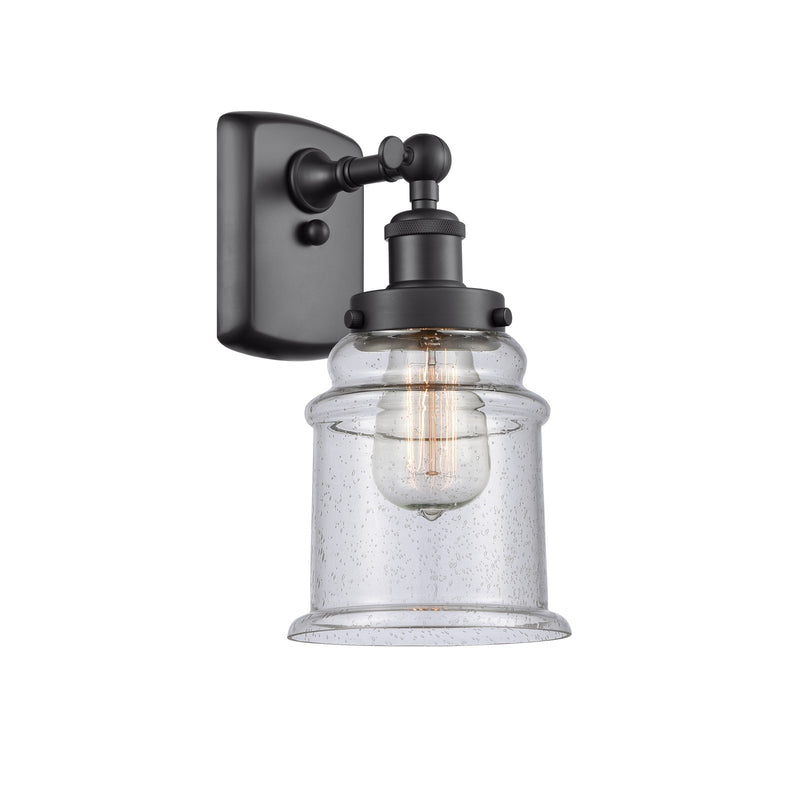 Innovations Canton 6in 1-Light Wall Sconce | Modern Contempo Matte Black Steel and Seedy Glass | Hallway & Bathroom Accent | Model 916-1W-BK-G184