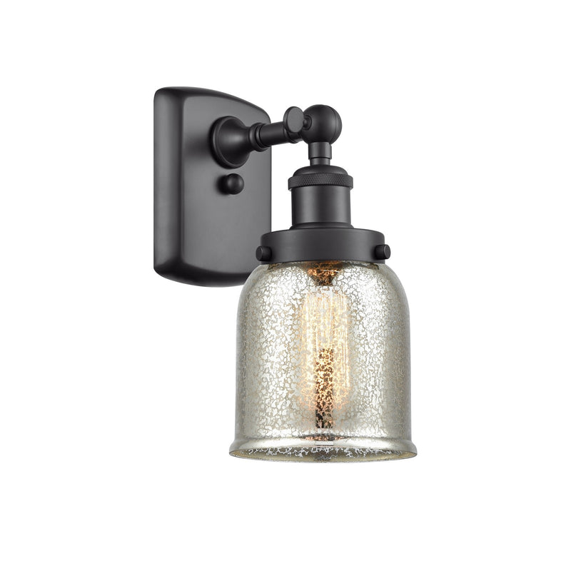 Innovations Bell 5in 1-Light LED Wall Sconce | Industrial Matte Black Steel and Silver Plated Mercury Glass | Hallway & Bathroom | Model 916-1W-BK-G58-LED