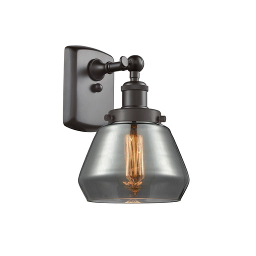 Innovations Fulton 7in 1-Light Wall Sconce | Modern Contempo Oil Rubbed Bronze Steel and Light Smoke Glass | Hallway & Bathroom | Model 916-1W-OB-G173