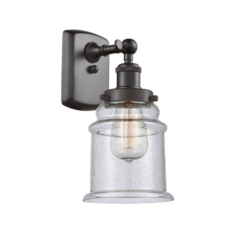 Innovations Canton 6in 1-Light Wall Sconce | Modern Transitional Oil Rubbed Bronze Steel and Seedy Glass | Hallway & Bathroom | Model 916-1W-OB-G184