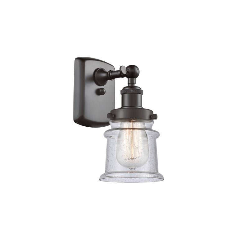 Innovations Canton 5.25in 1-Light Wall Sconce | Modern Transitional Oil Rubbed Bronze Steel and Seedy Glass | Hallway & Bathroom | Model 916-1W-OB-G184S
