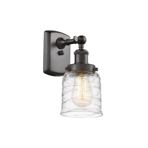 Innovations Bell 5in 1-Light LED Wall Sconce | Oil Rubbed Bronze Steel and Clear Deco Swirl Glass | Hallway & Bedroom Accent | Model 916-1W-OB-G513-LED