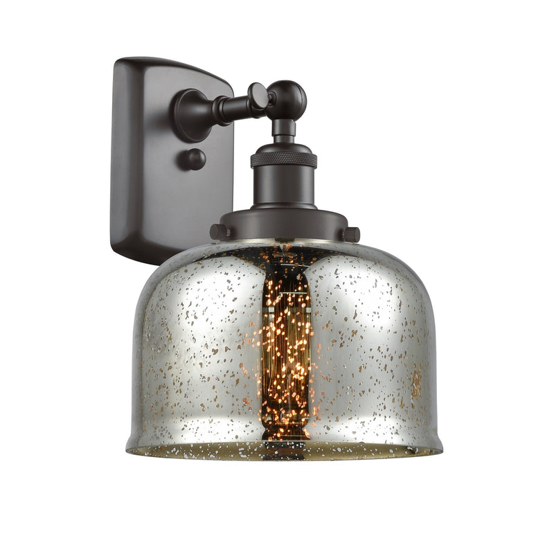 Innovations Bell 8in 1-Light Wall Sconce | Industrial Oil Rubbed Bronze Steel and Silver Plated Mercury Glass | Bathroom & | Model 916-1W-OB-G78-LED