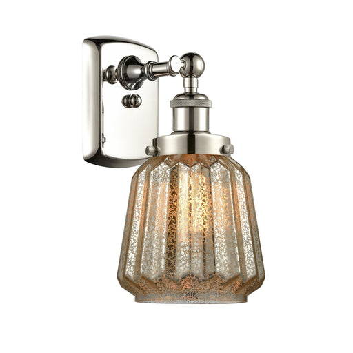 Innovations Chatham 7in 1-Light Wall Sconce | Modern Contempo Polished Nickel and Mercury Ribbed Glass | Hallway & Bathroom Accent | Model 916-1W-PN-G146
