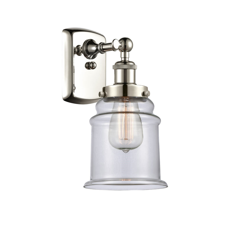 Innovations Canton 6in 1-Light Wall Sconce | Modern Transitional Polished Nickel and Clear Schoolhouse Glass | Bedroom & Hallway | Model 916-1W-PN-G182