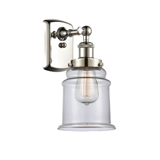 Innovations Canton 6in 1-Light Wall Sconce | Modern Transitional Polished Nickel and Clear Schoolhouse Glass | Bedroom & Hallway | Model 916-1W-PN-G182