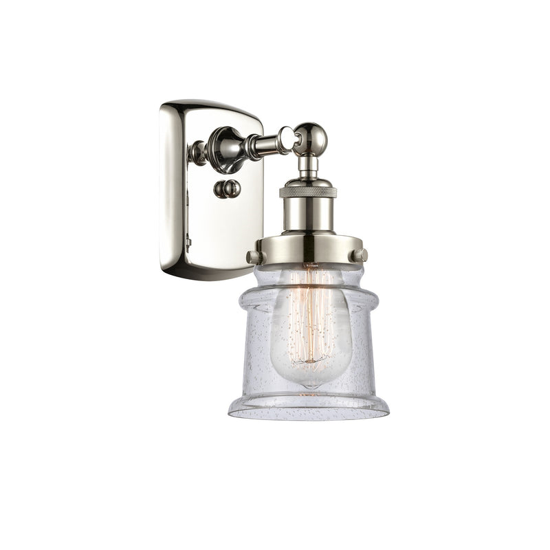 Innovations Canton 5.25in 1-Light Wall Sconce | Modern Transitional Polished Nickel and Seedy Glass Schoolhouse Shade | Bathroom & | Model 916-1W-PN-G184S