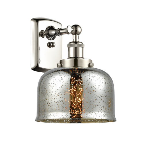 Innovations Bell 8in 1-Light Wall Sconce | Industrial Polished Nickel and Silver Plated Mercury Glass | Hallway & Bathroom | Model 916-1W-PN-G78-LED