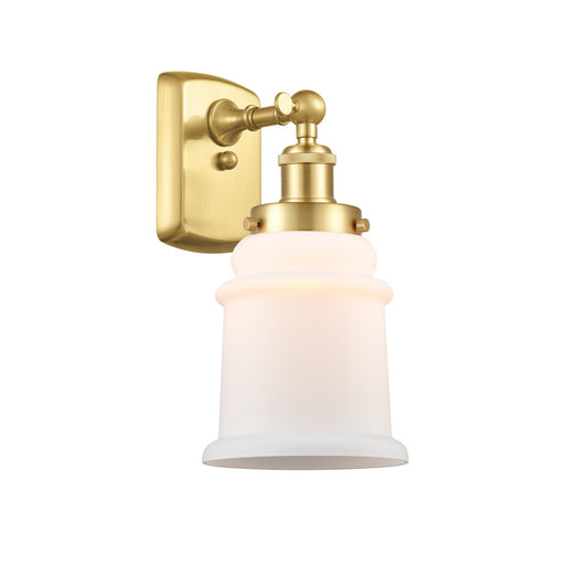 Innovations Canton 6in 1-Light Wall Sconce | Modern Transitional Satin Gold Steel and Matte White Frosted Glass | Bathroom & | Model 916-1W-SG-G181