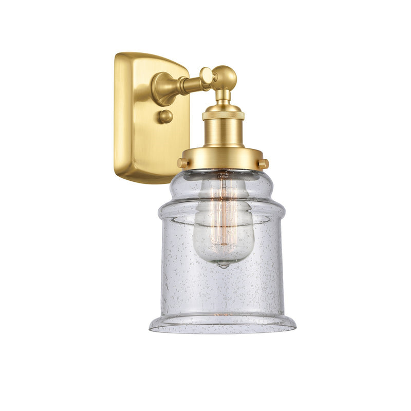 Innovations Canton 6in 1-Light Wall Sconce | Modern Transitional Satin Gold Steel and Seedy Glass | Hallway & Bathroom Accent | Model 916-1W-SG-G184