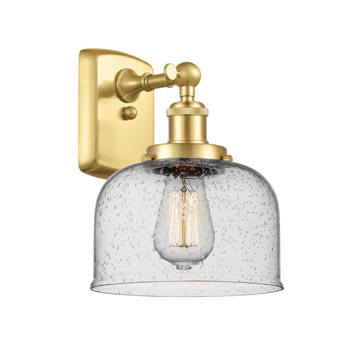 Innovations Bell 8in 1-Light Wall Sconce | Industrial Satin Gold Steel and Seedy Glass | Hallway & Bathroom Accent | 8 x 9 x 13 in | Model 916-1W-SG-G74