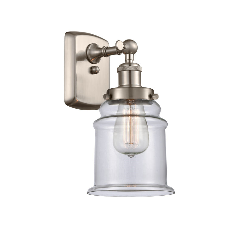 Innovations Canton 6in 1-Light Wall Sconce | Modern Contempo Brushed Satin Nickel and Clear Glass | Hallway & Bathroom Accent | Model 916-1W-SN-G182