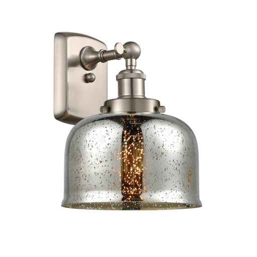 Innovations Bell 8in 1-Light LED Wall Sconce | Industrial Brushed Satin Nickel and Silver Plated Mercury Glass | Hallway & | Model 916-1W-SN-G78-LED