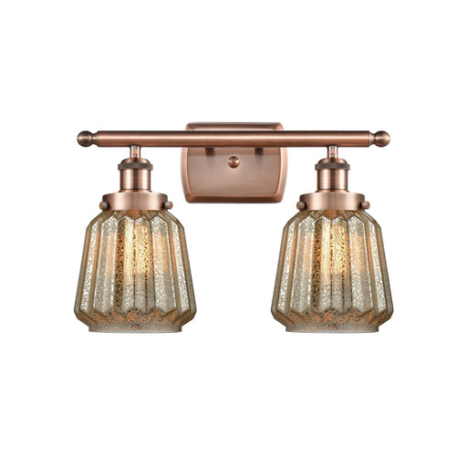 Innovations Chatham 17in 2-Light Bath Vanity Light | Modern Antique Copper and Mercury Ribbed Glass | Bathroom Vanity & Powder Room | Model 916-2W-AC-G146
