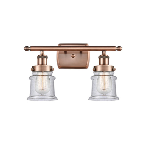 Innovations Canton 16in 2-Light Bath Vanity Light | Modern Contempo Antique Copper Steel and Seedy Glass | Bathroom Vanity | Model 916-2W-AC-G184S