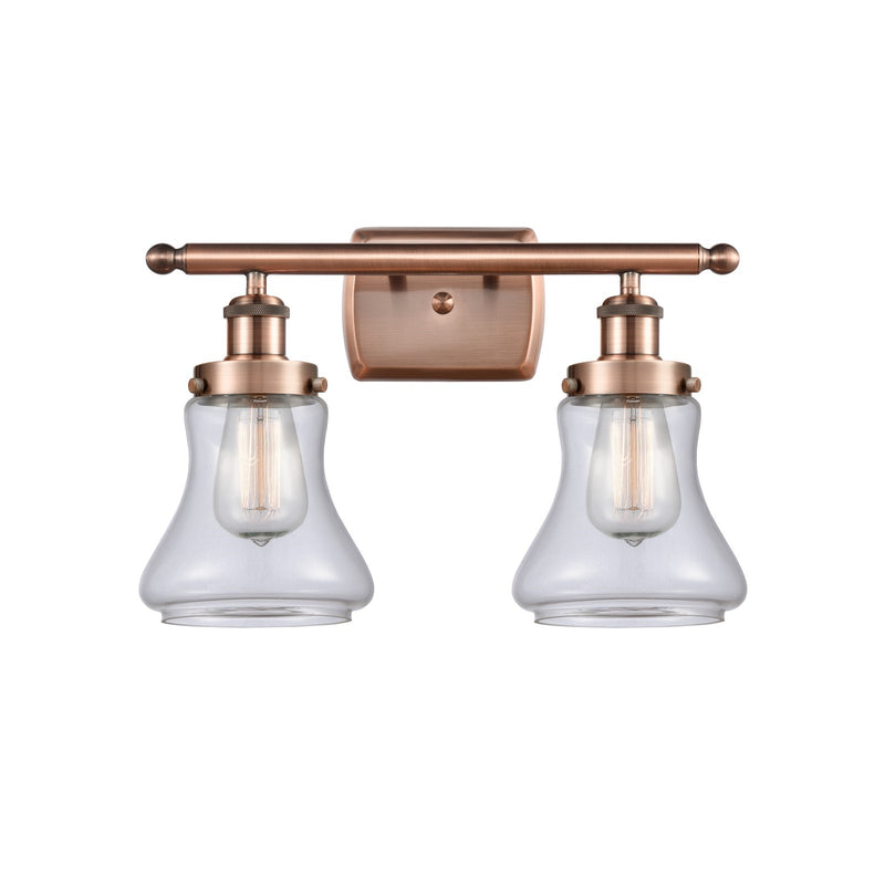 Innovations Bellmont 16in 2-Light Bath Vanity Light | Modern Contempo Antique Copper Steel and Clear Glass | Bathroom Vanity | Model 916-2W-AC-G192