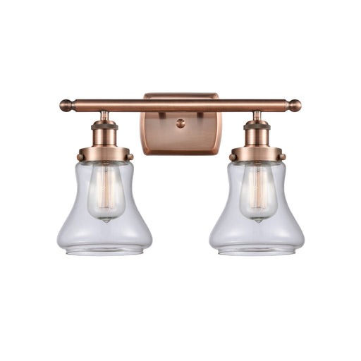 Innovations Bellmont 16in 2-Light Bath Vanity Light | Modern Contempo Antique Copper Steel and Clear Glass | Bathroom Vanity | Model 916-2W-AC-G192