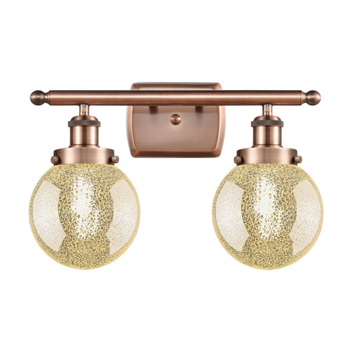 Innovations Beacon 16in 2-Light Bath Vanity Light | Modern Contempo Antique Copper Steel and Mercury Glass | Bathroom Vanity | Model 916-2W-AC-G208-6