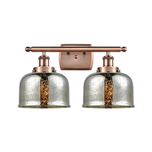 Innovations Bell 18in 2-Light Bath Vanity Light | Industrial Antique Copper and Silver Plated Mercury Glass | Bathroom Vanity | Model 916-2W-AC-G78-LED