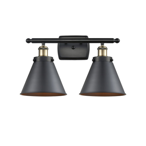 Innovations Appalachian 16in 2-Light Bath Vanity Light with LED Bulbs | Industrial Black Antique Brass and Matte Black Metal | Model 916-2W-BAB-M13-BK-LED