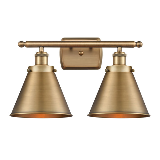 Innovations Appalachian 16in 2-Light Bath Vanity Light | Industrial Brushed Brass Metal Shade | Bathroom Vanity | 16 x 10.5 in | Model 916-2W-BB-M13-BB