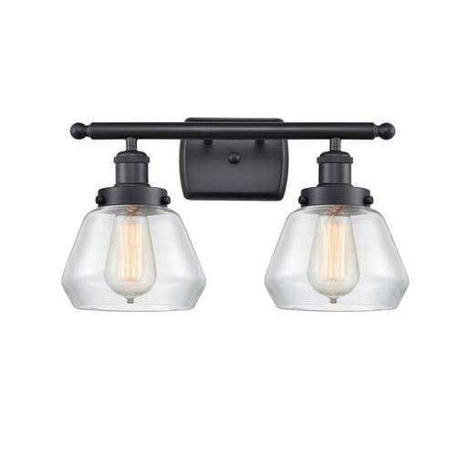 Innovations Fulton 17in 2-Light Bath Vanity Light | Modern Contempo Matte Black Steel and Clear Glass | Bathroom Vanity | Model 916-2W-BK-G172