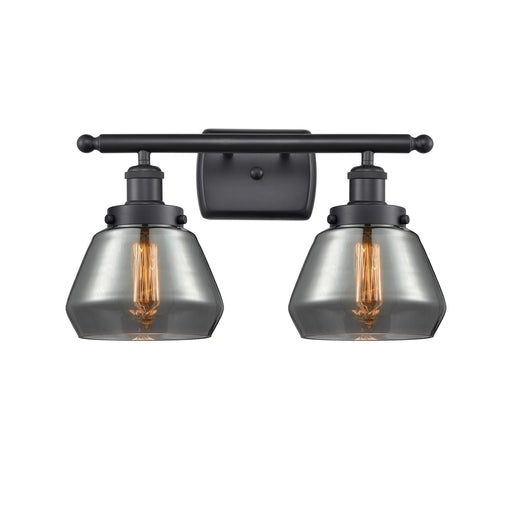 Innovations Fulton 17in 2-Light Bath Vanity Light | Modern Contempo Matte Black Steel and Light Smoked Glass | Bathroom Vanity | Model 916-2W-BK-G173
