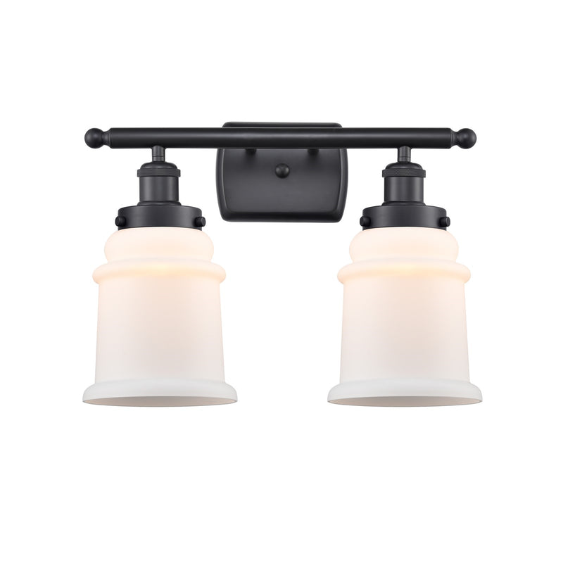 Innovations Canton 16in 2-Light Bath Vanity | Modern Transitional Matte Black Steel and Frosted Glass | Bathroom & Powder Room | Model 916-2W-BK-G181