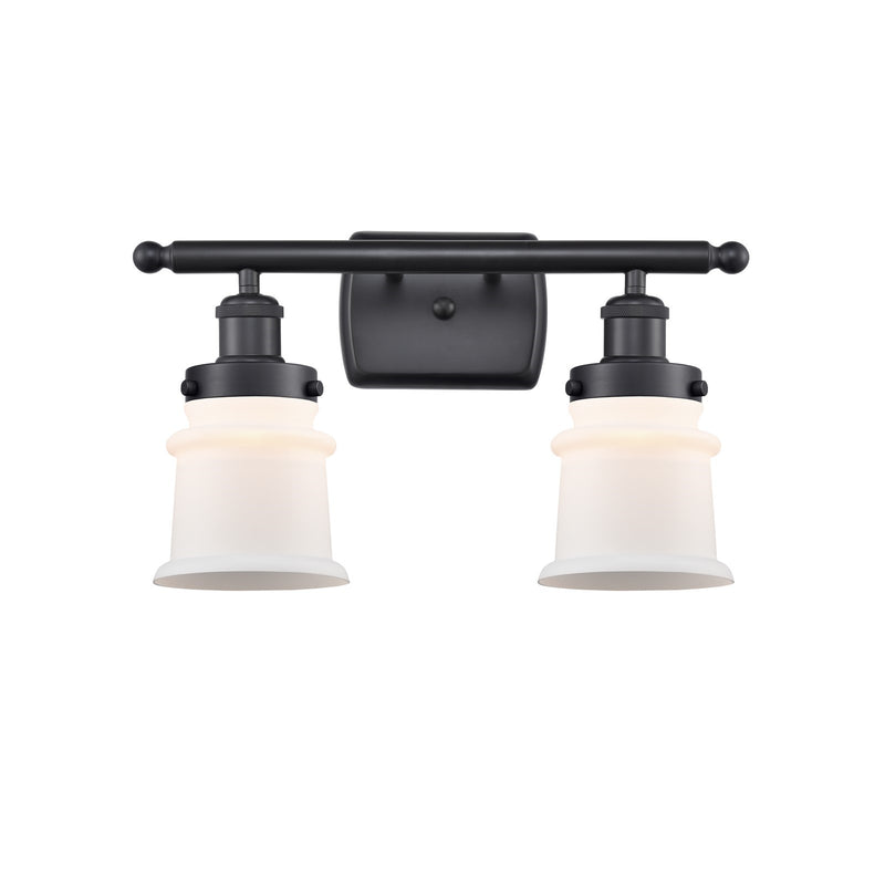 Innovations Canton 15.25in 2-Light Bath Vanity | Modern Transitional Matte Black Steel and Frosted Glass | Bathroom & Powder Room | Model 916-2W-BK-G181S