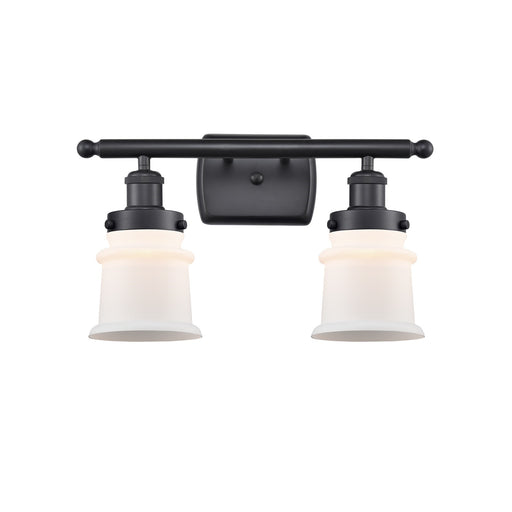 Innovations Canton 15.25in 2-Light Bath Vanity | Modern Transitional Matte Black Steel and Frosted Glass | Bathroom & Powder Room | Model 916-2W-BK-G181S