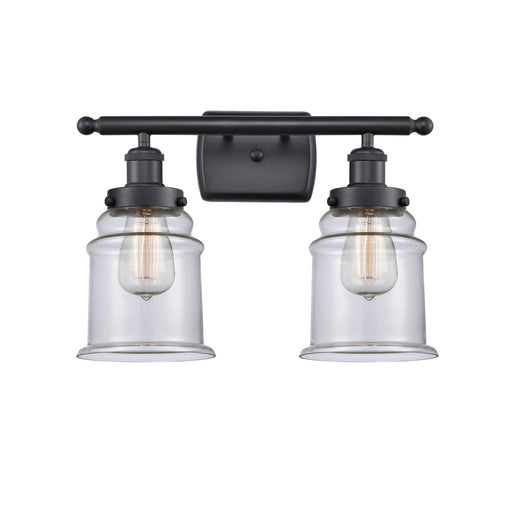 Innovations Canton 16in 2-Light Bath Vanity | Modern Transitional Matte Black Steel and Clear Glass | Bathroom & Powder Room | Model 916-2W-BK-G182