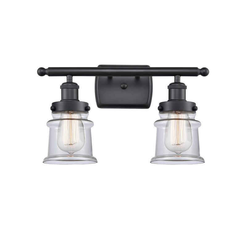 Innovations Canton 15.25in 2-Light Bath Vanity Light | Modern Transitional Matte Black and Clear Glass | Bathroom Vanity | Model 916-2W-BK-G182S