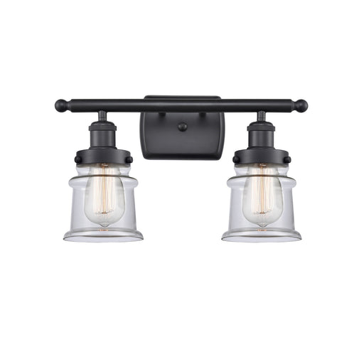 Innovations Canton 15.25in 2-Light Bath Vanity Light | Modern Transitional Matte Black and Clear Glass | Bathroom Vanity | Model 916-2W-BK-G182S