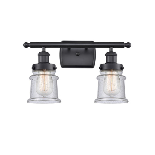 Innovations Canton 15.25in 2-Light Bath Vanity Light | Modern Contempo Matte Black Steel and Seedy Glass | Bathroom Vanity | Model 916-2W-BK-G184S