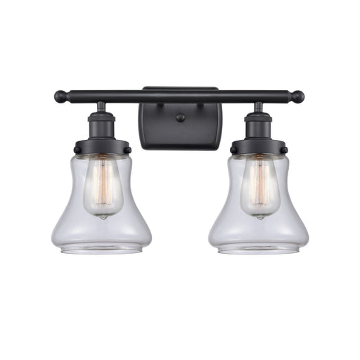 Innovations Bellmont 16.12in 2-Light Bath Vanity Light | Modern Contempo Matte Black Steel and Clear Glass | Bathroom Vanity | Model 916-2W-BK-G192