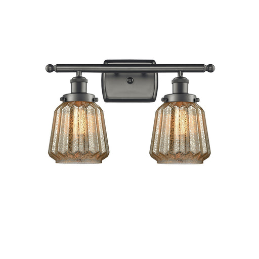 Innovations Chatham 17in 2-Light Bath Vanity | Modern Transitional Oil Rubbed Bronze Steel and Mercury Ribbed Glass | Bathroom | Model 916-2W-OB-G146
