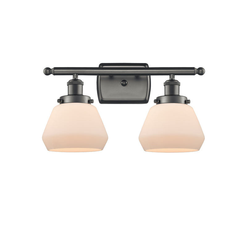 Innovations Fulton 17in 2-Light Bath Vanity Light | Modern Transitional Oil Rubbed Bronze and Matte White Frosted Glass | Kitchen | Model 916-2W-OB-G171