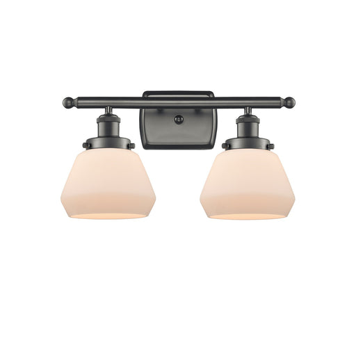 Innovations Fulton 17in 2-Light Bath Vanity Light | Modern Transitional Oil Rubbed Bronze and Matte White Frosted Glass | Kitchen | Model 916-2W-OB-G171