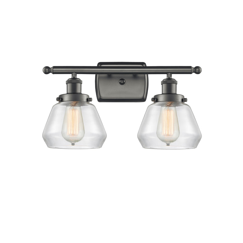 Innovations Fulton 17in 2-Light Bath Vanity Light | Modern Transitional Oil Rubbed Bronze and Clear Glass | Kitchen Island & | Model 916-2W-OB-G172