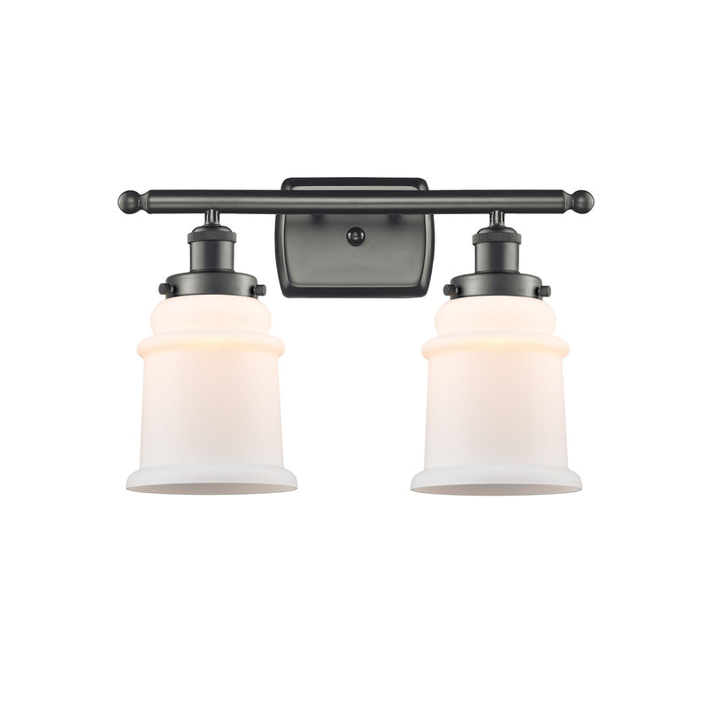 Innovations Canton 16in 2-Light Bath Vanity Light | Modern Transitional Oil Rubbed Bronze and Matte White Frosted Glass | Kitchen | Model 916-2W-OB-G181