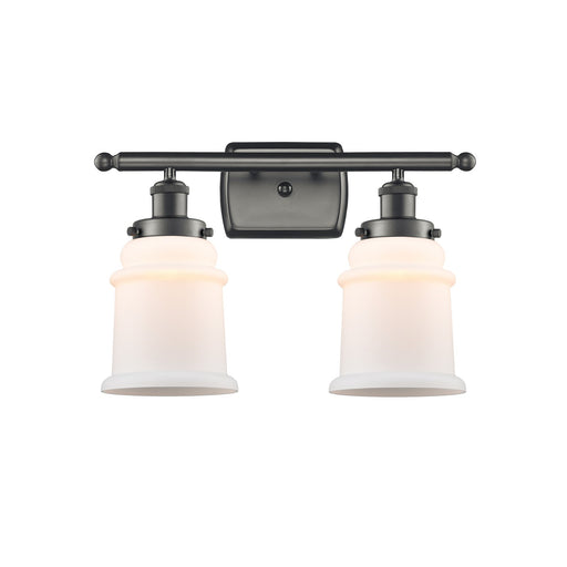 Innovations Canton 16in 2-Light Bath Vanity Light | Modern Transitional Oil Rubbed Bronze and Matte White Frosted Glass | Kitchen | Model 916-2W-OB-G181