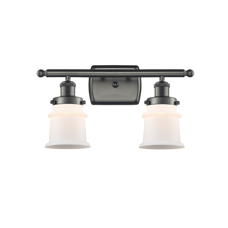 Innovations Canton 15.25in 2-Light Bath Vanity Light | Modern Contempo Oil Rubbed Bronze Steel and Matte White Frosted Glass | Model 916-2W-OB-G181S