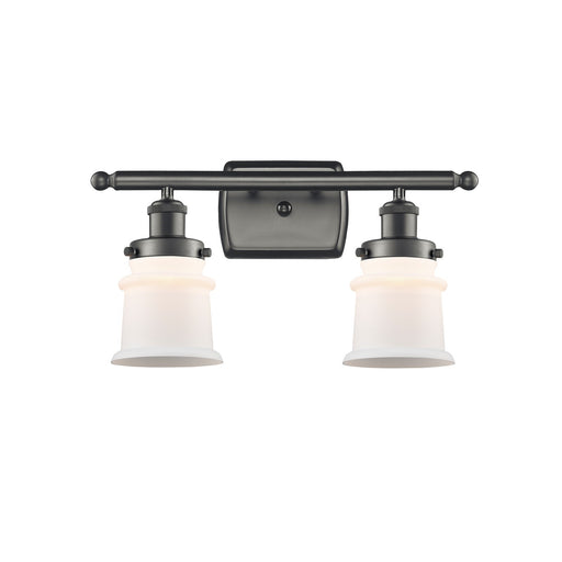 Innovations Canton 15.25in 2-Light Bath Vanity Light | Modern Contempo Oil Rubbed Bronze Steel and Matte White Frosted Glass | Model 916-2W-OB-G181S