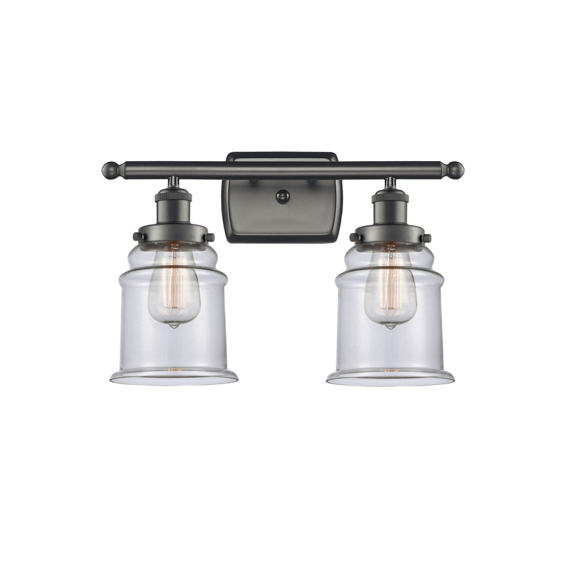 Innovations Canton 16in 2-Light Bath Vanity Light | Modern Contempo Oil Rubbed Bronze Steel and Clear Glass | Bathroom Vanity | Model 916-2W-OB-G182