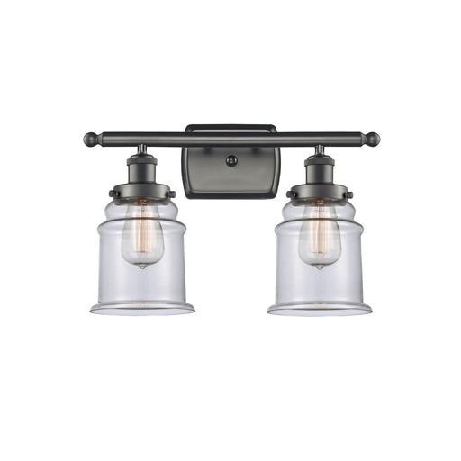 Innovations Canton 16in 2-Light Bath Vanity Light | Modern Contempo Oil Rubbed Bronze Steel and Clear Glass | Bathroom Vanity | Model 916-2W-OB-G182