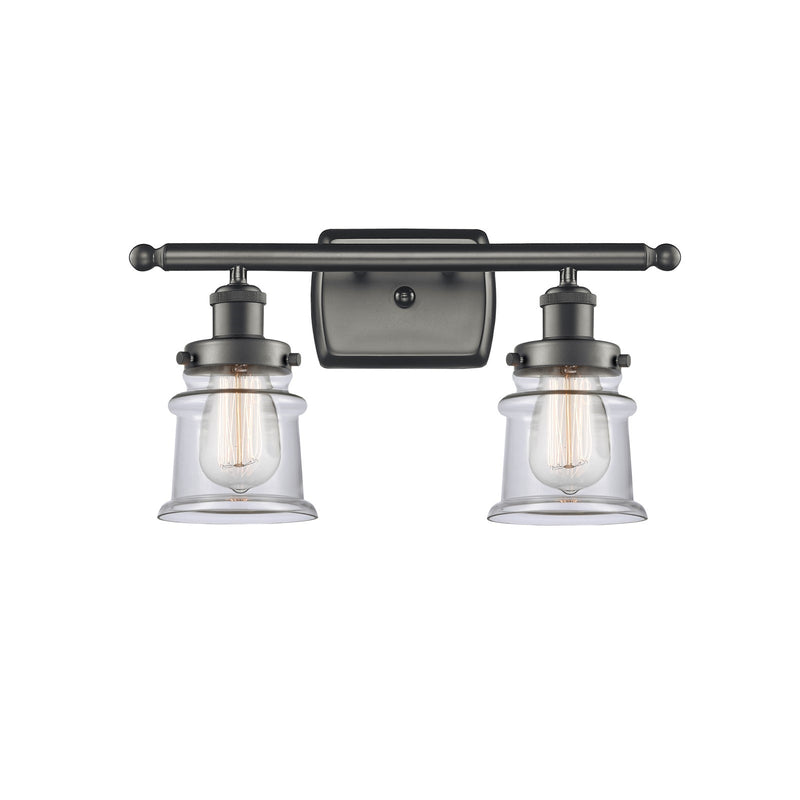 Innovations Canton 15.25in 2-Light Bath Vanity Light | Modern Contempo Oil Rubbed Bronze Steel and Clear Glass | Bathroom Vanity | Model 916-2W-OB-G182S