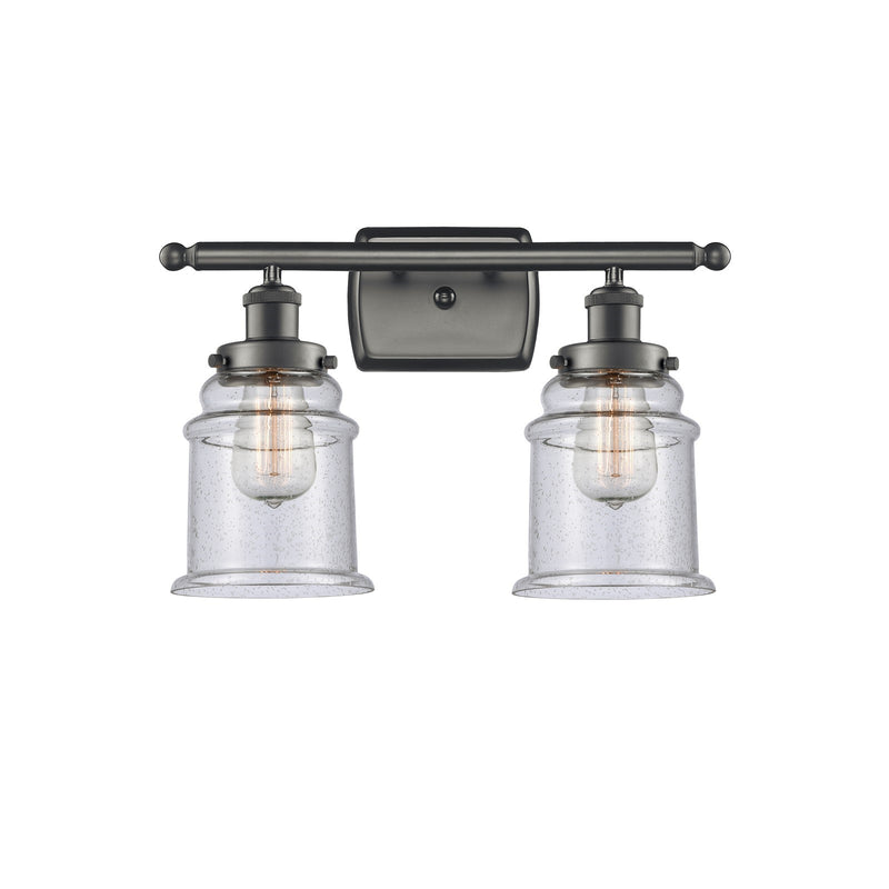 Innovations Canton 16in 2-Light Bath Vanity Light | Modern Contempo Oil Rubbed Bronze Steel and Seedy Glass | Bathroom Vanity | Model 916-2W-OB-G184