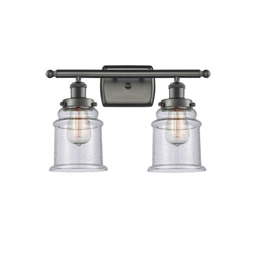 Innovations Canton 16in 2-Light Bath Vanity Light | Modern Contempo Oil Rubbed Bronze Steel and Seedy Glass | Bathroom Vanity | Model 916-2W-OB-G184