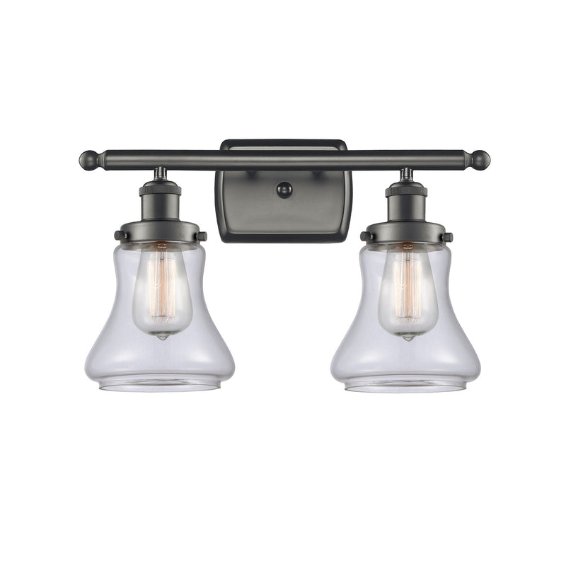 Innovations Bellmont 16in 2-Light Bath Vanity Light | Oil Rubbed Bronze Steel and Clear Glass Schoolhouse Shade | Bathroom Vanity | Model 916-2W-OB-G192