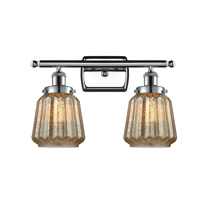 Innovations Chatham 17in 2-Light Bath Vanity Light | Modern Polished Chrome and Mercury Ribbed Glass | Bathroom Vanity | 17 x 12 in | Model 916-2W-PC-G146